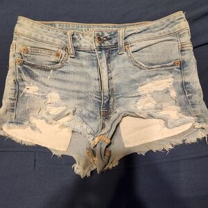 Women's American Eagle High Rise Denim Shorts - Light Blue